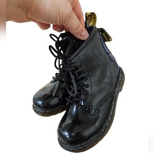 Dr. Martens 1460 Combat Lace Up Boots Patent Leather Toddler Size 9